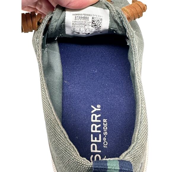 SPERRY green canvas Crest Vibe DUCK MONTAN Sneaker Size 6 - Picture 10 of 11